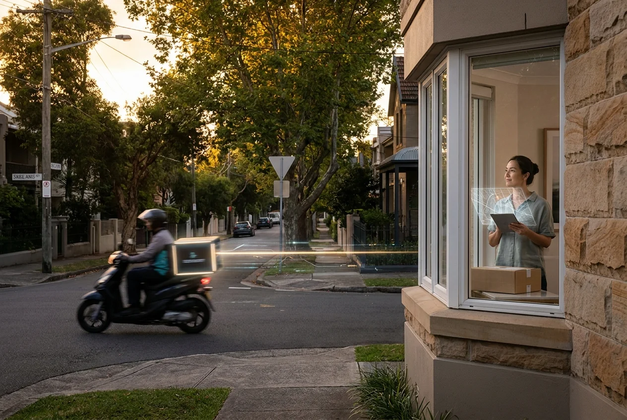 Courier delivering nangs in Sydney suburb while customer waits at home