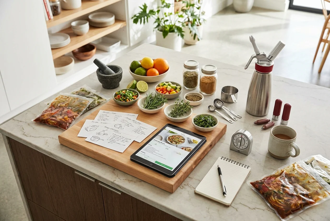 A Local's Guide to Ordering Nangs for Same-Day Delivery in Sydney 2 Top-down view of a home cook's organized kitchen workspace