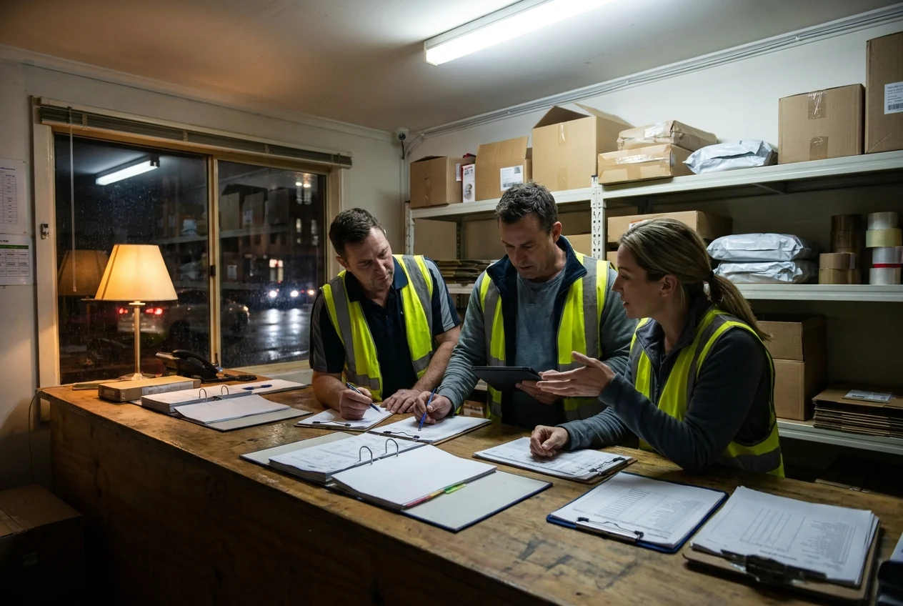 The Impact of Fast Nang Delivery on Sydney's Nightlife 1 Adults discussing delivery logistics in a late-night Sydney convenience store