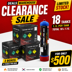 SKYWHIP TANK 1.1L Warehouse Clearance (18 Tanks - 3 Carton Box)