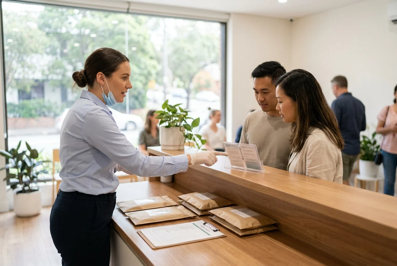 A Deep Dive into the Convenience of Late Night Nang Delivery in Sydney 1 Staff member explaining safety to customers at a Sydney service counter