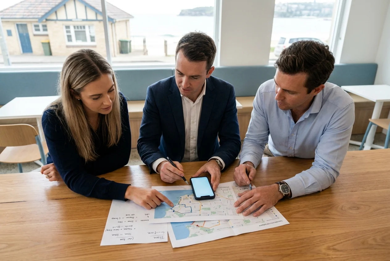 Team reviewing delivery plans in a modern Sydney workspace.