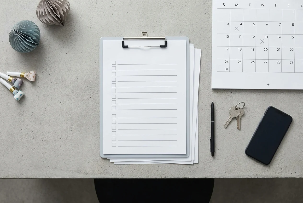 Organized workspace with planning items for Sydney nang delivery