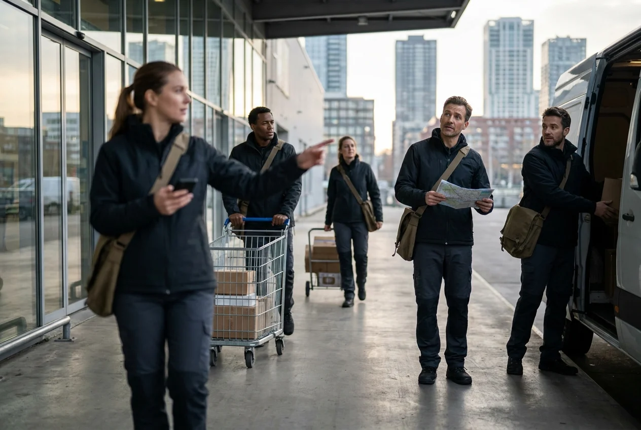 How Nang Sydney Ensures Fast Service Across All Sydney Suburbs 1 Sydney delivery personnel preparing packages in a city loading area