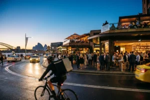 Sydney nightlife scene with people enjoying bars and lounges