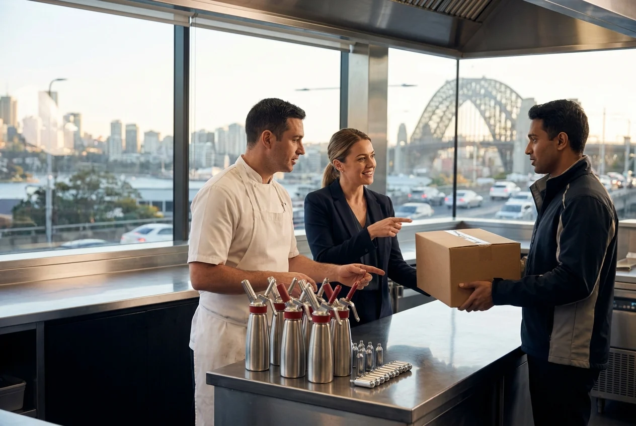 Hospitality team coordinating a fast culinary delivery in Sydney